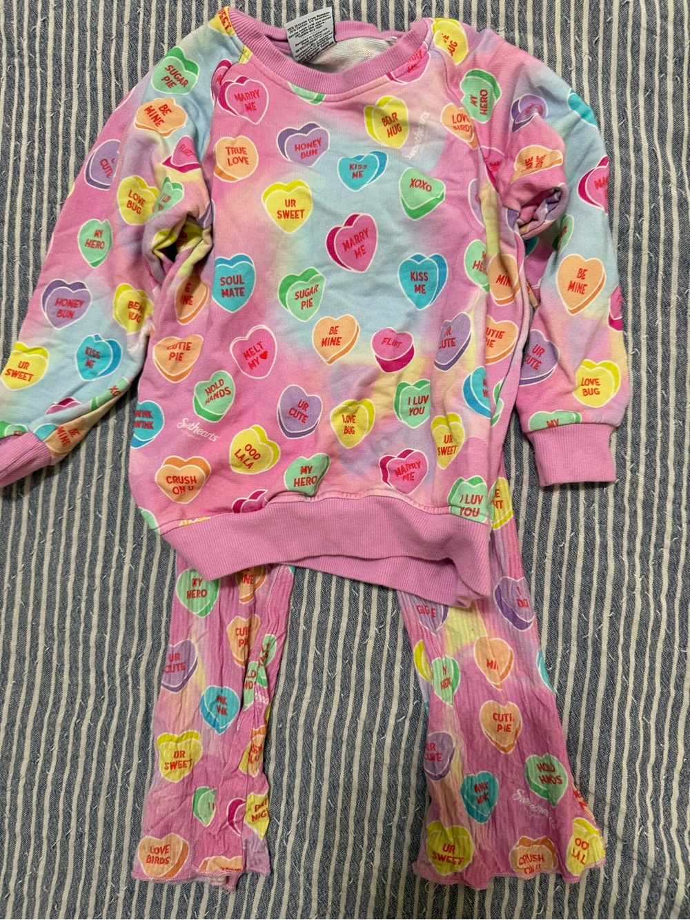 Girls' Pink Conversation Heart Pajama Set by